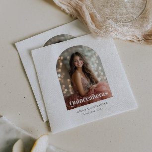 Modern minimalistiskt quinceañera Arched Photo Pappersservett
