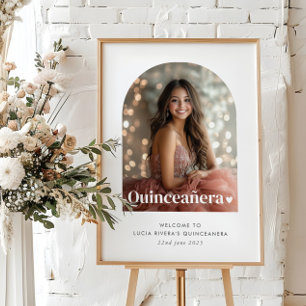 Modern minimalistiskt quinceañera Arched Photo Poster