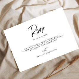 Modern minimalistiskt RSVP-kort med fin linje-skri Spara Datumet