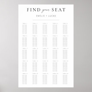 Modern minimalistiskt sittdiagram för Bröllop i sk Poster