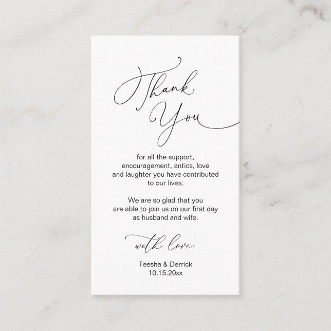 Modern, minimalistiskt skript, Bröllop Tack för En Tilläggskort (Framsida)