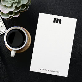 Modern Minimalistiskt Svart Monogram Brevpapper