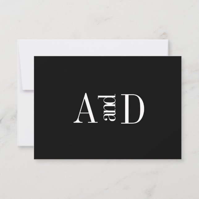 Modern minimalistiskt svart & vitt RSVP-kort OSA Kort (Baksida)