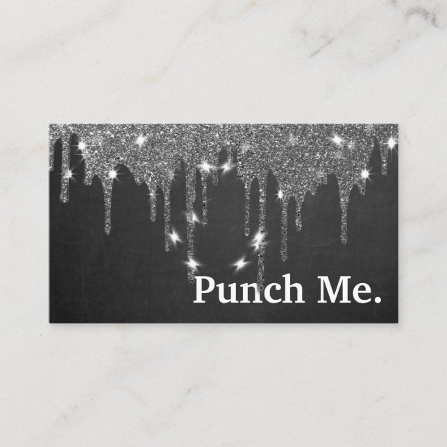 Modern minimalistiskt svartvitt för svart kalkbräd visitkort (Framsida)