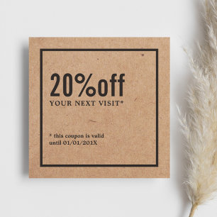 Modern minimalistiskt tryckt Kraft Black Coupon Rabattkort