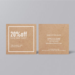 Modern minimalistiskt tryckt Kraft White Coupon Rabattkort
