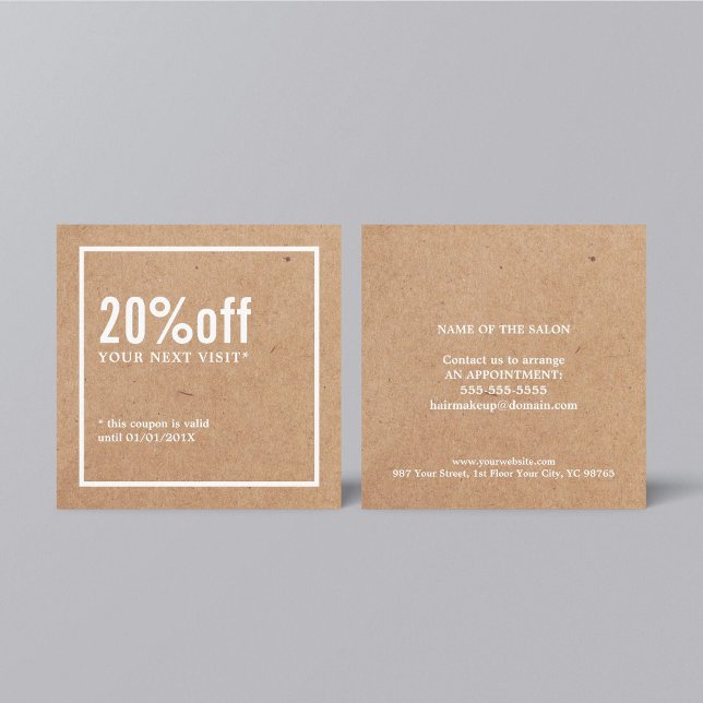 Modern minimalistiskt tryckt Kraft White Coupon Rabattkort (Skapare uppladdad)