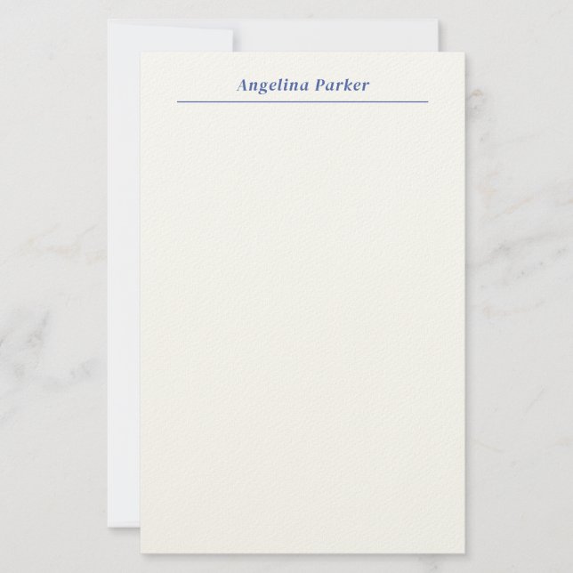 Modern minimalistiskt vanligt, enkelt blått vitt brevpapper (Framsida)