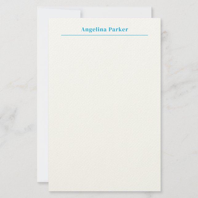 Modern minimalistiskt vanligt, enkelt blått vitt brevpapper (Framsida)