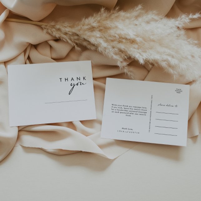 Modern minimalistiskt vykort för Bröllop Tack (Skapare uppladdad)