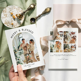 Modern minimalistkort för beväpnat fotojulkort julkort