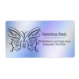 Modern Minimalistlinje Teckning Butterfly Monogram Fraktsedel