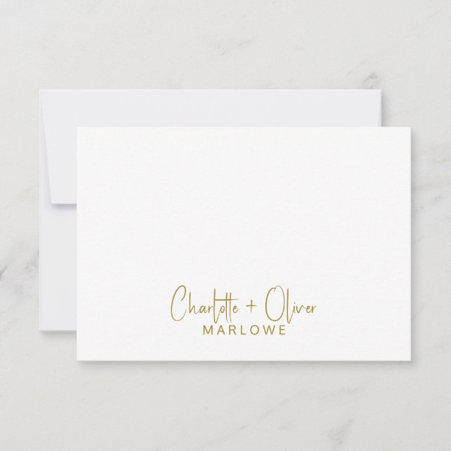 Modern minimalistpar namn handskrivet monogram anteckningskort (Framsida)