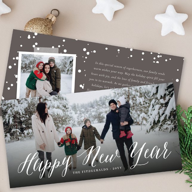 Modern, minimalt foto för Gott nytt år-skript Julkort (Skapare uppladdad)