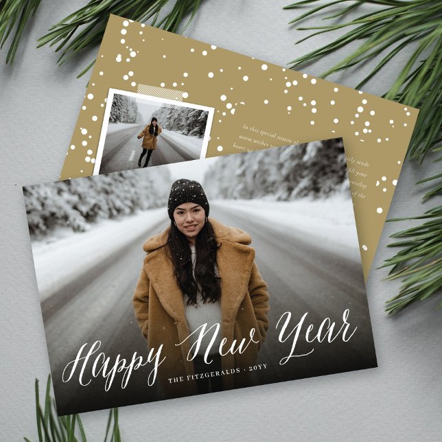 Modern, minimalt foto för Gott nytt år-skript Julkort (Skapare uppladdad)