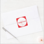 MODERN minimalt sött festive Red merriest christma Fyrkantigt Klistermärke<br><div class="desc">by kat masard >> https://linktr.ee/simplysweetpaperie <<< A Söt,  personlig märkre only perfekt for favärdes -taggar för din julomslutning</div>