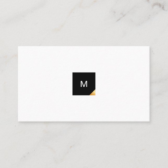 Modern, minimalt svart och Guld-monogram Visitkort (Framsida)