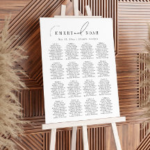 Modern minimalt svart, vitt Bröllop-sittdiagram