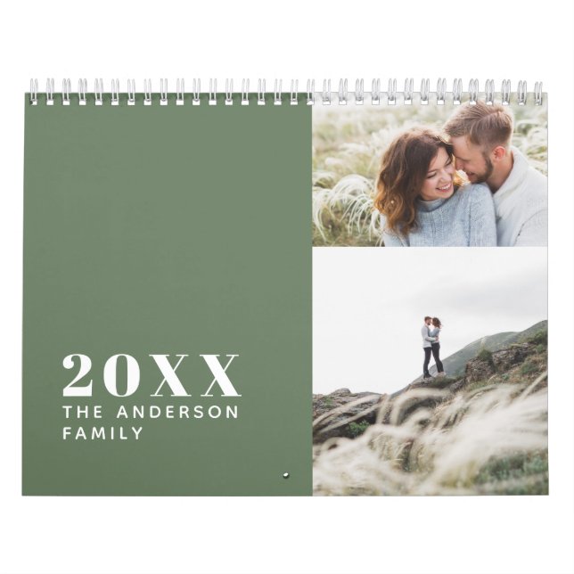 Modern minimifamilj med flera gröntar kalender (Omslag)