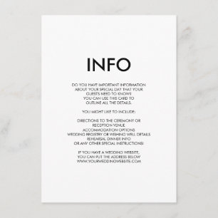 Modern minimiinformation om bröllop/informationsko tilläggskort