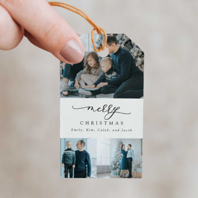 Modern Minimiskript 3 Photo God jul Presentetikett (Skapare uppladdad)