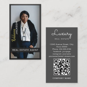 Modern Minimul Realtor-fotot i Gods QR-kod Visitkort