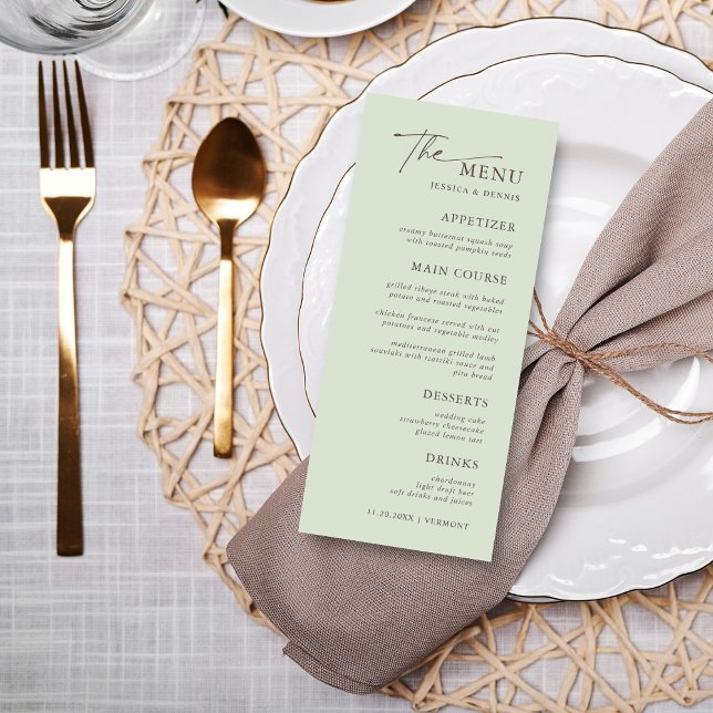 Modern minimum Elegant Calligraphy Script Bröllop Meny (Skapare uppladdad)