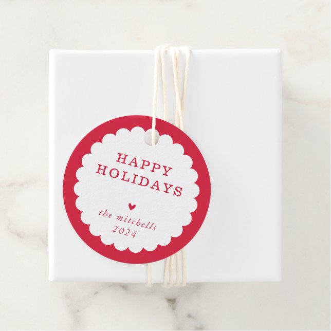 MODERN minimum festive spot scallopopred white Gåvor Etiketter (På plats)