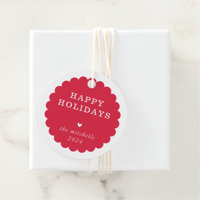 MODERN minimum festive spot scallopred Gåvor Etiketter (På plats)