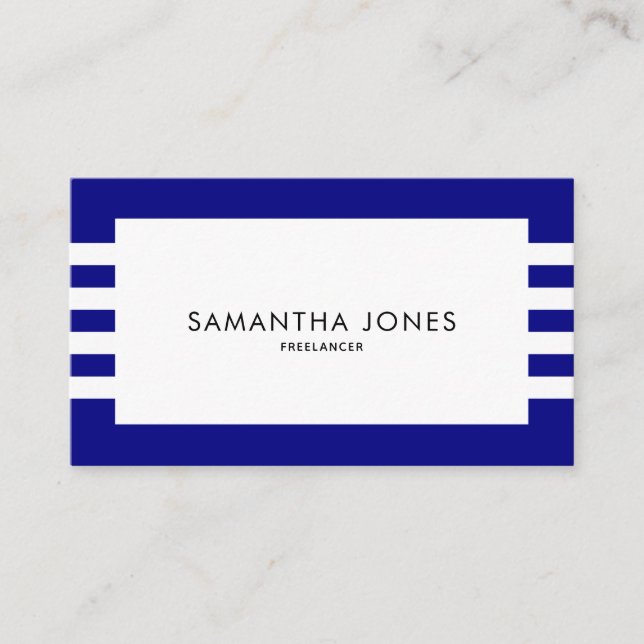 Modern Minimum Navy Blue White Rand Freelancer Visitkort (Framsida)