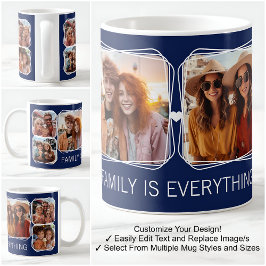 Modern Minne 6 Bilder Kollage Mall Navy C41 Kaffemugg