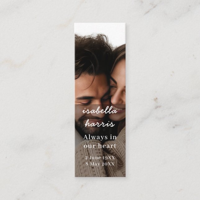 Modern minnesdikt för begravning design mini visitkort (Framsida)