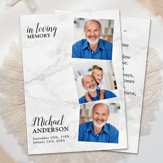Modern minnesfack för begravningskort 3 foto visitkort (Skapare uppladdad)