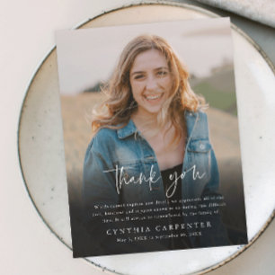 Modern minnesfoto för original tack kort