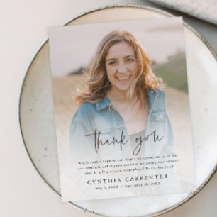 Modern minnesfoto för original tack kort