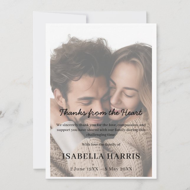 Modern Minneshögtid Tack Design Kort (Framsida)