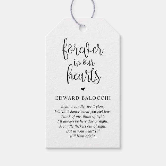 Modern, minnesljus, Märkre för begravningstjänster Presentetikett (Framsidan)