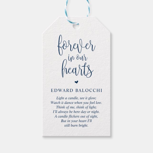 Modern, minnesljus, Märkre för begravningstjänster Presentetikett (Framsidan)