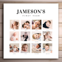 Modern minnesvärd fotokalender för baby:s första å