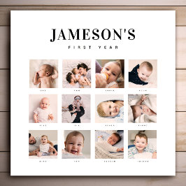 Modern minnesvärd fotokalender för baby:s första å canvastryck