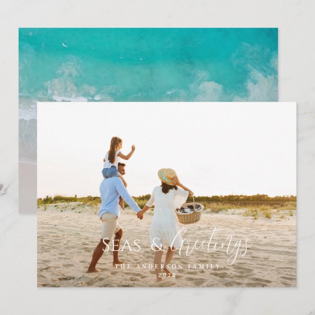 Modern, minst 1-fotojulkort för Helgdag Julkort (Fram/baksida)