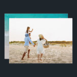 Modern, minst 1-fotojulkort för Helgdag Julkort<br><div class="desc">snyggt-christmas-kortdesign med trendig blandning av fet stil och skript,  utrymme för ditt valda foto på framsidan med strand- och havsgrafik på baksidan</div>