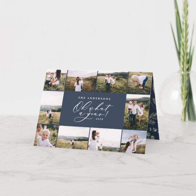 Modern, minsta 11 foto, ny årsmodell för marin blå helgkort (Framsida)