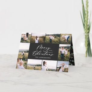 Modern minsta 11-fotofamilj med svart nyår helgkort