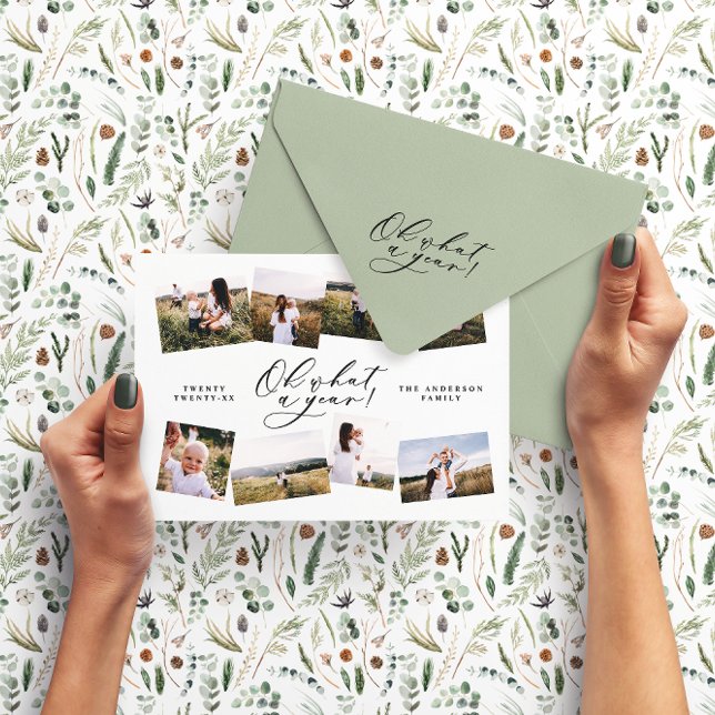 Modern minsta 8 foto nytt år i svart familj julkort (Skapare uppladdad)