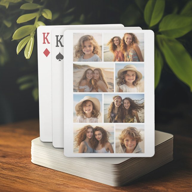 Modern minsta 8-fotorasterkollage - vit casinokort (Personalized playing cards)
