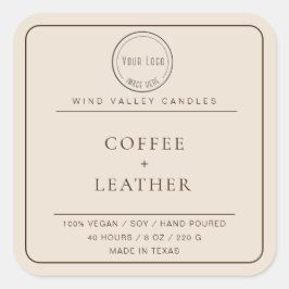 Modern minsta beige brun logotyp med ljus fyrkantigt klistermärke