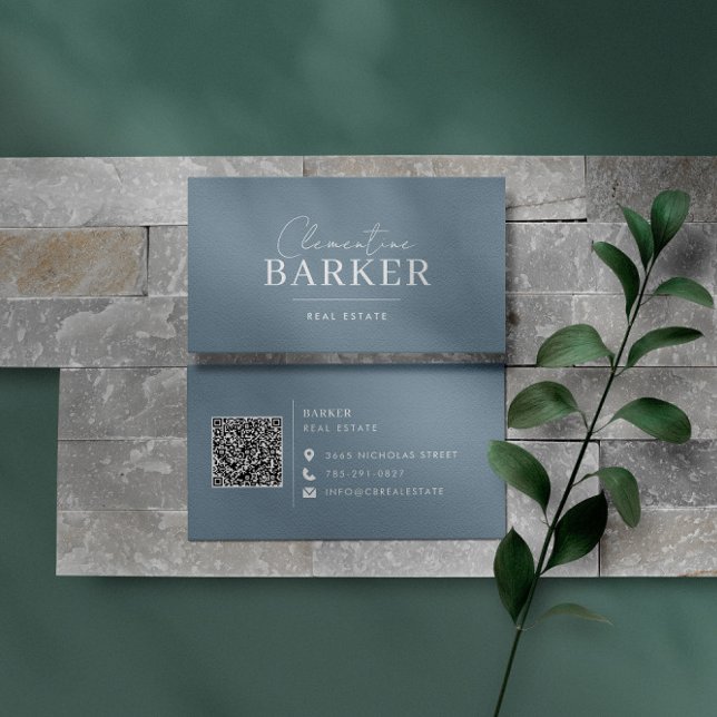 Modern, minsta blå elegant, enkel typografi visitkort (Skapare uppladdad)