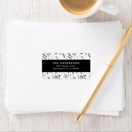 Modern minsta botaniska elegant eucalyptus black adressetikett