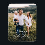 Modern minsta elegant för 1 fotojul magnet<br><div class="desc">Modern minsta manus-helgdag-julmagnet.</div>